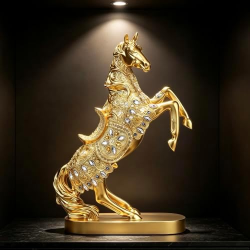 XINDAM Gold Horse Standing Figurine Creative Statue Decorative Home & Office Figurines Home Office Display Craft Living Room Decor Ornaments for Tabletop - Image 6