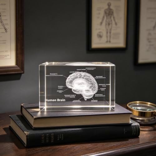 3D Human Brain Anatomical Model Paperweight(Laser Etched) in Crystal Glass Cube Science Gift (No Included LED Base)(3.1x2x2 inch) - Image 3