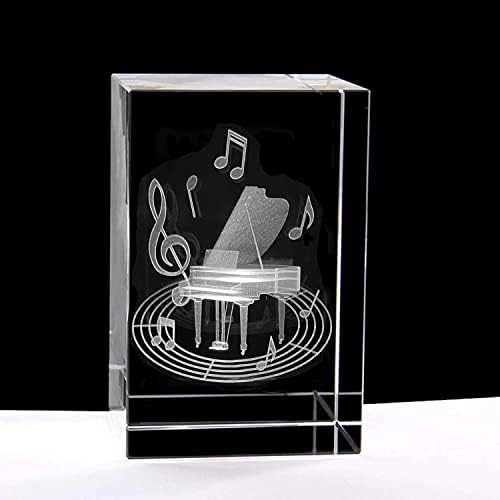 XINDAM 3D Piano Paperweight Laser Etched in Crystal Glass Cube for Graduation Christmas Birthday Valentine's Day - Image 2