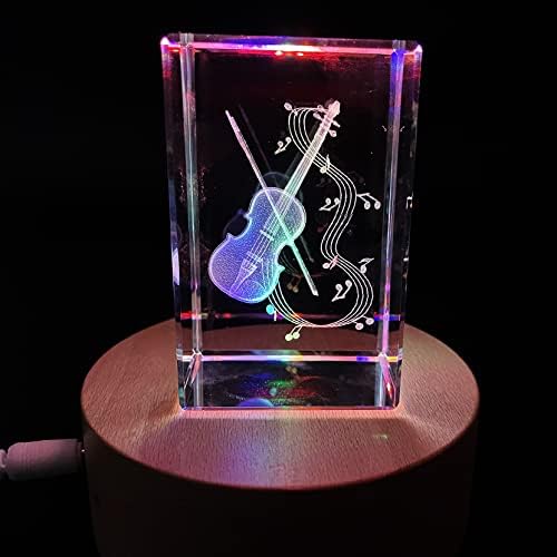XINDAM 3D Violin Paperweight Laser Etched in Crystal Glass Cube Music Graduation Christmas Birthday Valentine's Day - Image 6