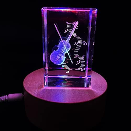 XINDAM 3D Violin Paperweight Laser Etched in Crystal Glass Cube Music Graduation Christmas Birthday Valentine's Day - Image 7