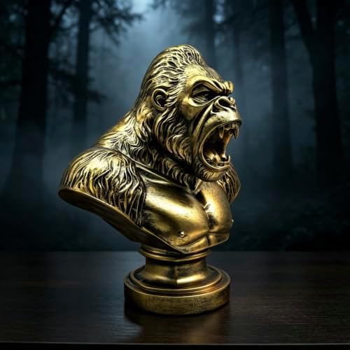 XINDAM 13 Inch Strong Gorilla Figurine Orangutan Animal Statue Decorative Home & Office Figurines Home Office Display Craft Living Room Decor Ornaments for Tabletop Bronze - Image 3