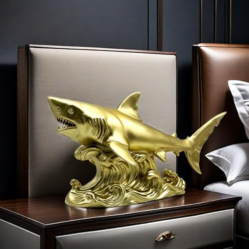 XINDAM Shark Figurine Gold Statue Decorative Home & Office Resin Figurines Home Office Display Craft Living Room Decor Ornaments for Tabletop - Image 5