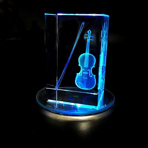 XINDAM 3D Violin Paperweight Laser Etched in Crystal Glass Cube Music for Graduation Christmas Birthday Valentine's Day - Image 6