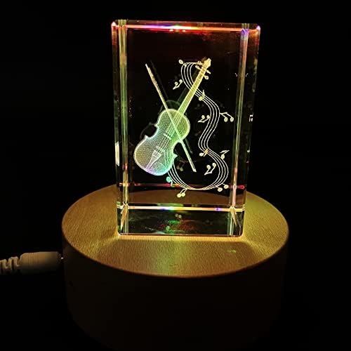 XINDAM 3D Violin Paperweight Laser Etched in Crystal Glass Cube Music Graduation Christmas Birthday Valentine's Day - Image 5