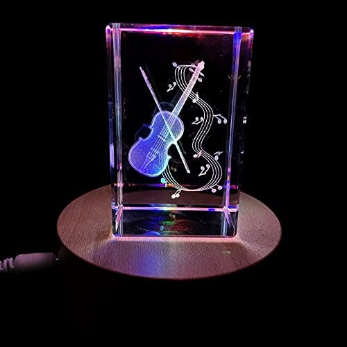XINDAM 3D Violin Paperweight Laser Etched in Crystal Glass Cube Music Graduation Christmas Birthday Valentine's Day - Image 3