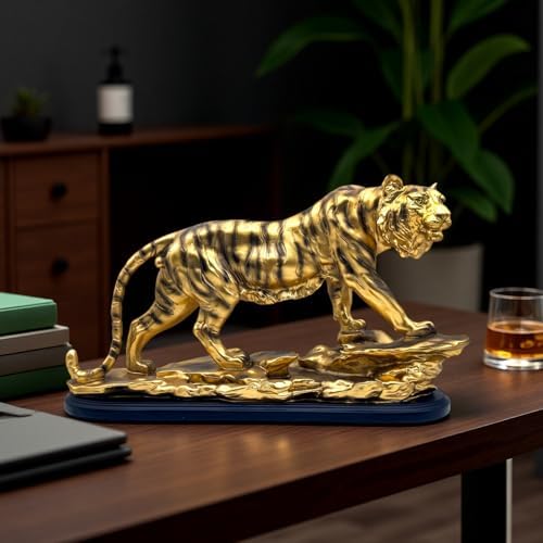 XINDAM Bronze Large Tiger Statue Resin Frgurines Decorative Home & Office Figurines Home Office Display Craft Living Room Decor Ornaments for Tabletop - Image 3