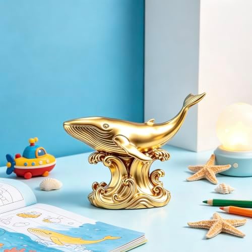 XINDAM Whale Figurine Marine Animals Statue Decorative Home & Office Resin Figurines Home Office Display Craft Living Room Decor Ornaments for Tabletop - Image 4