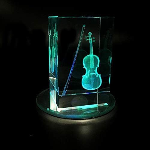 XINDAM 3D Violin Paperweight Laser Etched in Crystal Glass Cube Music for Graduation Christmas Birthday Valentine's Day - Image 7