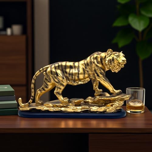 XINDAM Bronze Large Tiger Statue Resin Frgurines Decorative Home & Office Figurines Home Office Display Craft Living Room Decor Ornaments for Tabletop - Image 5