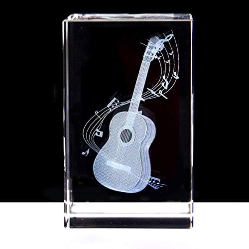 3D Guitar Paperweight Laser Etched in Crystal Glass Cube For Graduation Christmas Birthday Valentine's day - Image 2