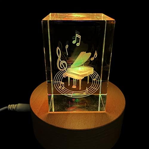 XINDAM 3D Piano Paperweight Laser Etched in Crystal Glass Cube for Graduation Christmas Birthday Valentine's Day - Image 3