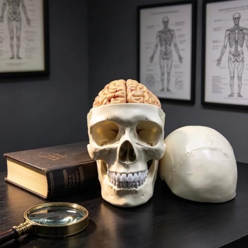 XINDAM Human Skull with Brain Anatomical Model 8-Part Life-Size Anatomy for Science Classroom Study Display Teaching Medical Model - Image 4