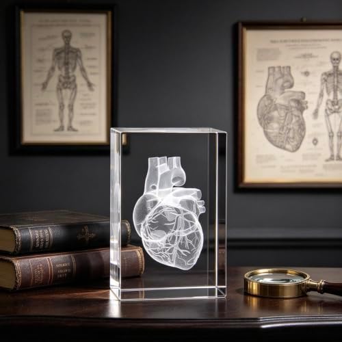 3D Human Heart Anatomical Model Paperweight(Laser Etched) in Crystal Glass Cube Science Anatomy Gift (No Included LED Base)(3.1x2x2 inch) - Image 6