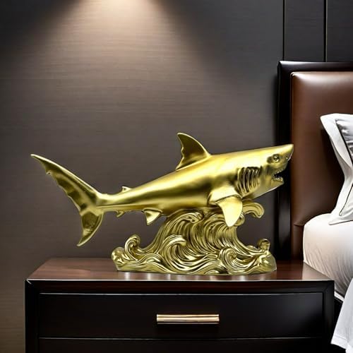 XINDAM Shark Figurine Gold Statue Decorative Home & Office Resin Figurines Home Office Display Craft Living Room Decor Ornaments for Tabletop - Image 7
