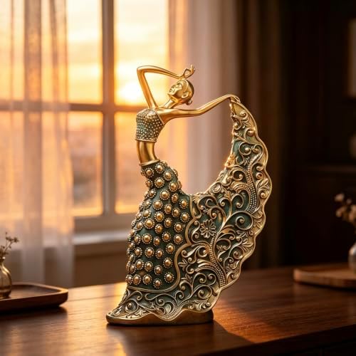 XINDAM Elegant Peacock Art Figurine Dancer Statue Decorative Home & Office Figurines Home Office Display Craft Living Room Decor Ornaments for Tabletop - Image 3