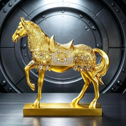 XINDAM Gold Horse Figurine Creative Statue Decorative Home & Office Figurines Home Office Display Craft Living Room Decor Ornaments for Tabletop - Image 4