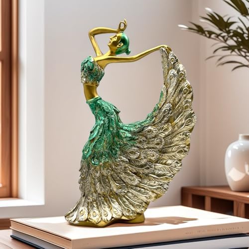 XINDAM Elegant Peacock Art Figurine Dancer Statue Decorative Home & Office Figurines Home Office Display Craft Living Room Decor Ornaments for Tabletop - Image 2