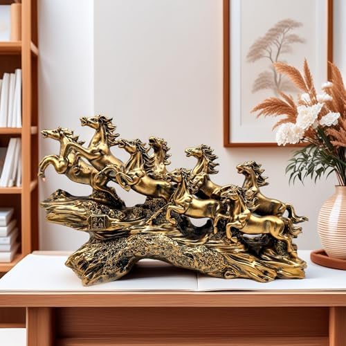 XINDAM 8 Chinese Feng Shui Horses Running Horse Statue Frgurines Decorative Home & Office Figurines Home Office Display Craft Living Room Decor Ornaments for Tabletop (Bronze) - Image 5