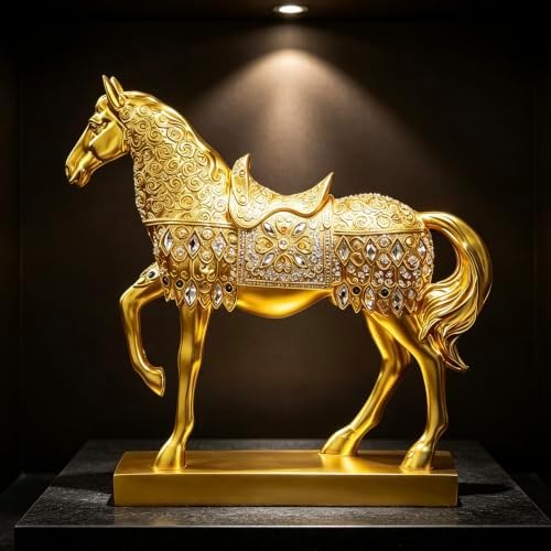 XINDAM Gold Horse Figurine Creative Statue Decorative Home & Office Figurines Home Office Display Craft Living Room Decor Ornaments for Tabletop - Image 5