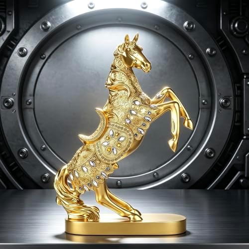 XINDAM Gold Horse Standing Figurine Creative Statue Decorative Home & Office Figurines Home Office Display Craft Living Room Decor Ornaments for Tabletop - Image 4