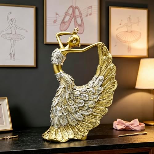 XINDAM Elegant Peacock Art Figurine Dancer Statue Decorative Home & Office Figurines Home Office Display Craft Living Room Decor Ornaments for Tabletop - Image 4