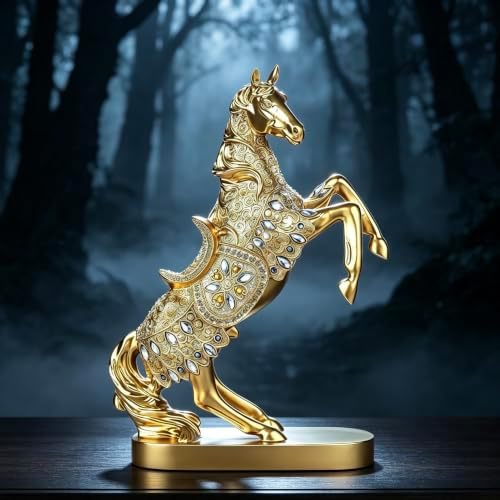 XINDAM Gold Horse Standing Figurine Creative Statue Decorative Home & Office Figurines Home Office Display Craft Living Room Decor Ornaments for Tabletop - Image 5