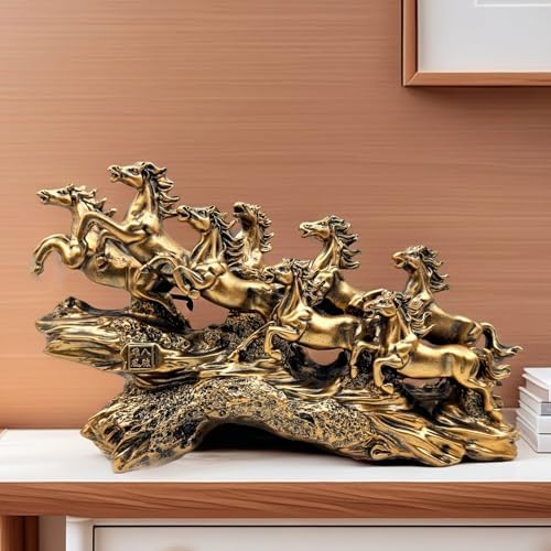XINDAM 8 Chinese Feng Shui Horses Running Horse Statue Frgurines Decorative Home & Office Figurines Home Office Display Craft Living Room Decor Ornaments for Tabletop (Bronze) - Image 6
