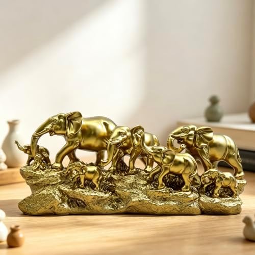 XINDAM 14 INCH Elephant Statue Elephants Family Figurine Decorative Home & Office Figurines Home Office Display Craft Living Room Decor Ornaments for Tabletop - Image 5