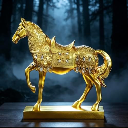 XINDAM Gold Horse Figurine Creative Statue Decorative Home & Office Figurines Home Office Display Craft Living Room Decor Ornaments for Tabletop - Image 3