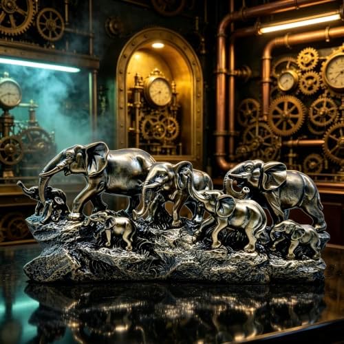 XINDAM 14 INCH Elephant Statue Elephants Family Figurine Decorative Home & Office Figurines Home Office Display Craft Living Room Decor Ornaments for Tabletop Bronze Finish - Image 6