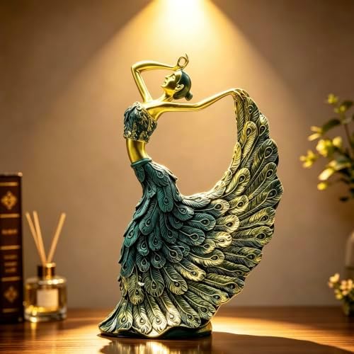 XINDAM Elegant Peacock Art Figurine Dancer Statue Decorative Home & Office Figurines Home Office Display Craft Living Room Decor Ornaments for Tabletop - Image 2