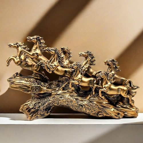 XINDAM 8 Chinese Feng Shui Horses Running Horse Statue Frgurines Decorative Home & Office Figurines Home Office Display Craft Living Room Decor Ornaments for Tabletop (Bronze) - Image 2