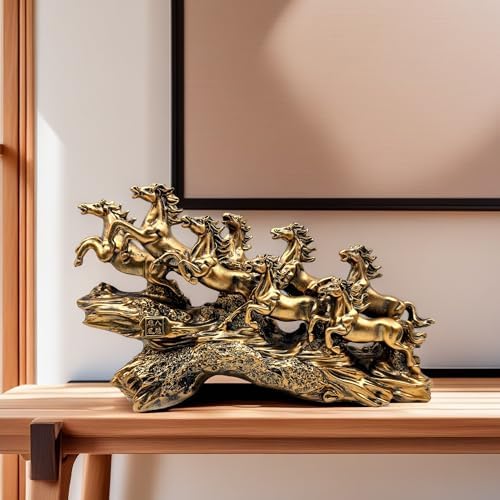 XINDAM 8 Chinese Feng Shui Horses Running Horse Statue Frgurines Decorative Home & Office Figurines Home Office Display Craft Living Room Decor Ornaments for Tabletop (Bronze) - Image 3