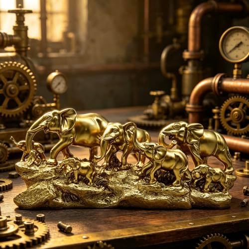 XINDAM 14 INCH Elephant Statue Elephants Family Figurine Decorative Home & Office Figurines Home Office Display Craft Living Room Decor Ornaments for Tabletop - Image 6