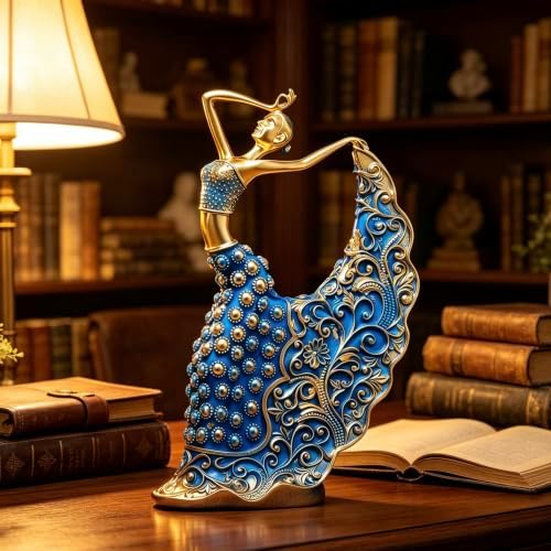 XINDAM Elegant Peacock Art Figurine Dancer Statue Decorative Home & Office Figurines Home Office Display Craft Living Room Decor Ornaments for Tabletop Blue and Gold - Image 5
