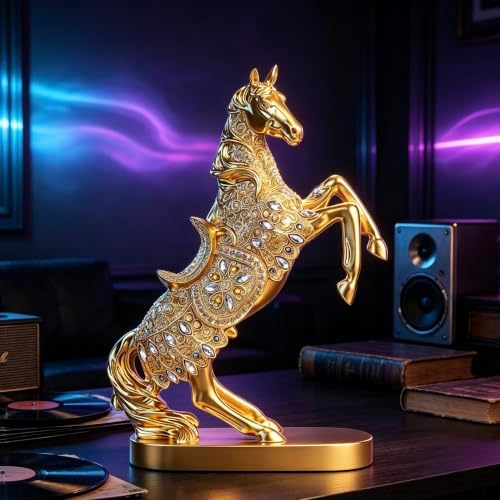 XINDAM Gold Horse Standing Figurine Creative Statue Decorative Home & Office Figurines Home Office Display Craft Living Room Decor Ornaments for Tabletop - Image 7