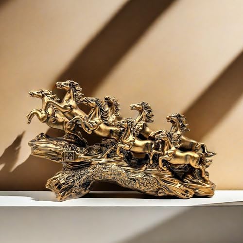 XINDAM 8 Chinese Feng Shui Horses Running Horse Statue Frgurines Decorative Home & Office Figurines Home Office Display Craft Living Room Decor Ornaments for Tabletop (Bronze) - Image 7