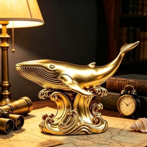 XINDAM Whale Figurine Marine Animals Statue Decorative Home & Office Resin Figurines Home Office Display Craft Living Room Decor Ornaments for Tabletop - Image 2