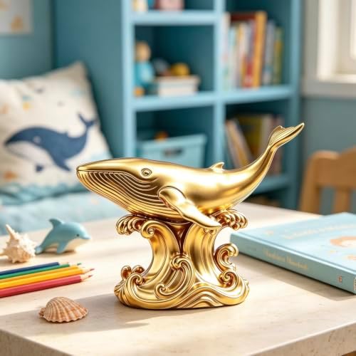 XINDAM Whale Figurine Marine Animals Statue Decorative Home & Office Resin Figurines Home Office Display Craft Living Room Decor Ornaments for Tabletop - Image 3