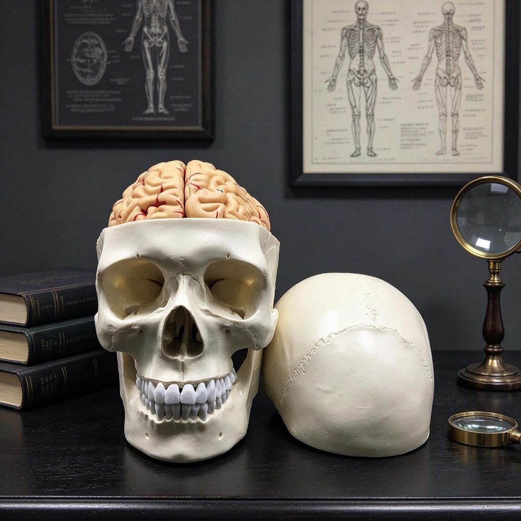 XINDAM Human Skull with Brain Anatomical Model 8-Part Life-Size Anatomy for Science Classroom Study Display Teaching Medical Model