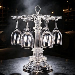 XINDAM 6 Hook Design Tabletop Glass Eiffel Tower Stemware Rack/Rotate 6 Wine Glass Storage Holder Stand Air Drying Rack