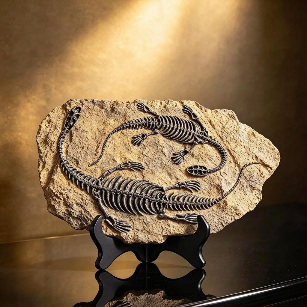 XINDAM Resin Dinosaur Fossil Statue Model Simulated Skeleton Home Office Display Decorative Craft Box Decoration (Style 4)