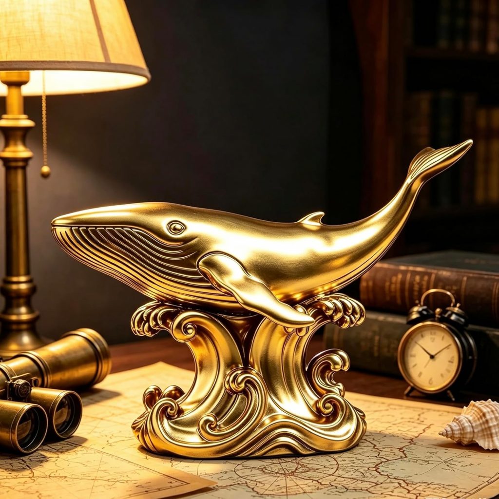 XINDAM Whale Figurine Marine Animals Statue Decorative Home & Office Resin Figurines Home Office Display Craft Living Room Decor Ornaments for Tabletop