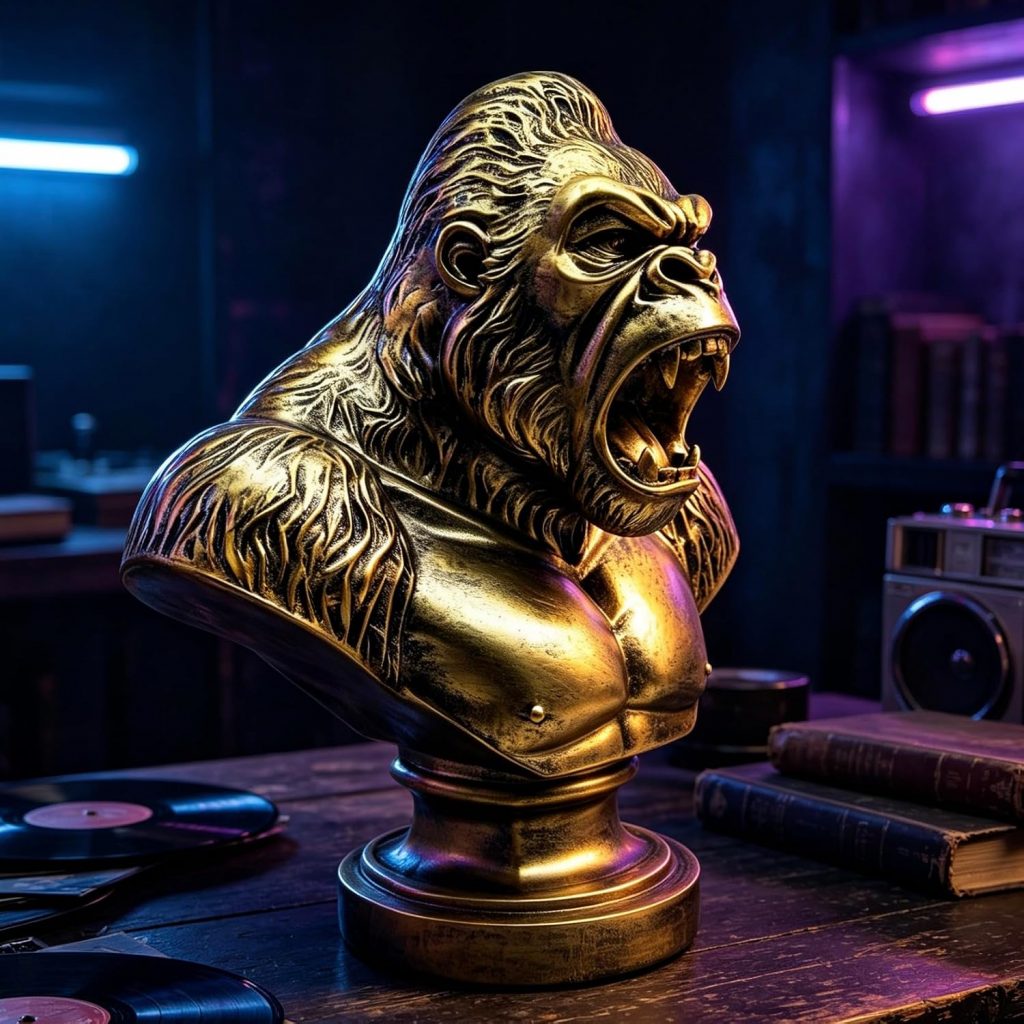 XINDAM 13 Inch Strong Gorilla Figurine Orangutan Animal Statue Decorative Home & Office Figurines Home Office Display Craft Living Room Decor Ornaments for Tabletop Bronze