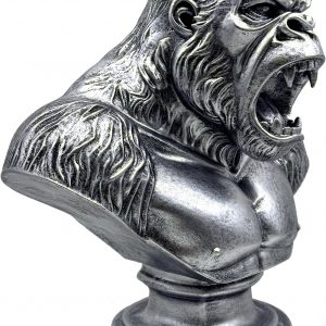 XINDAM Strong Gorilla Figurine Orangutan Animal Statue Decorative Home & Office Figurines Home Office Display Craft Living Room Decor Ornaments for Tabletop Vintage Silver